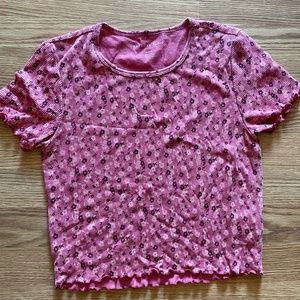 Pink Floral Baby Tee Size M